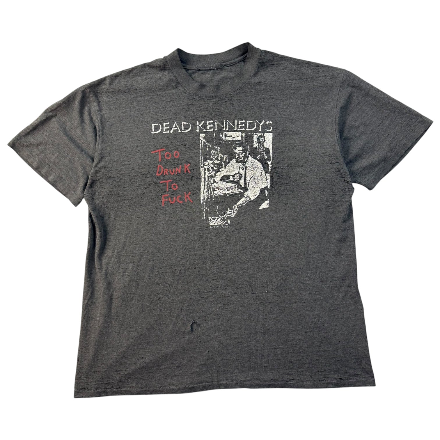 1980s Dead Kennedys ‘Too Drunk To F**k’ Tee Faded Black