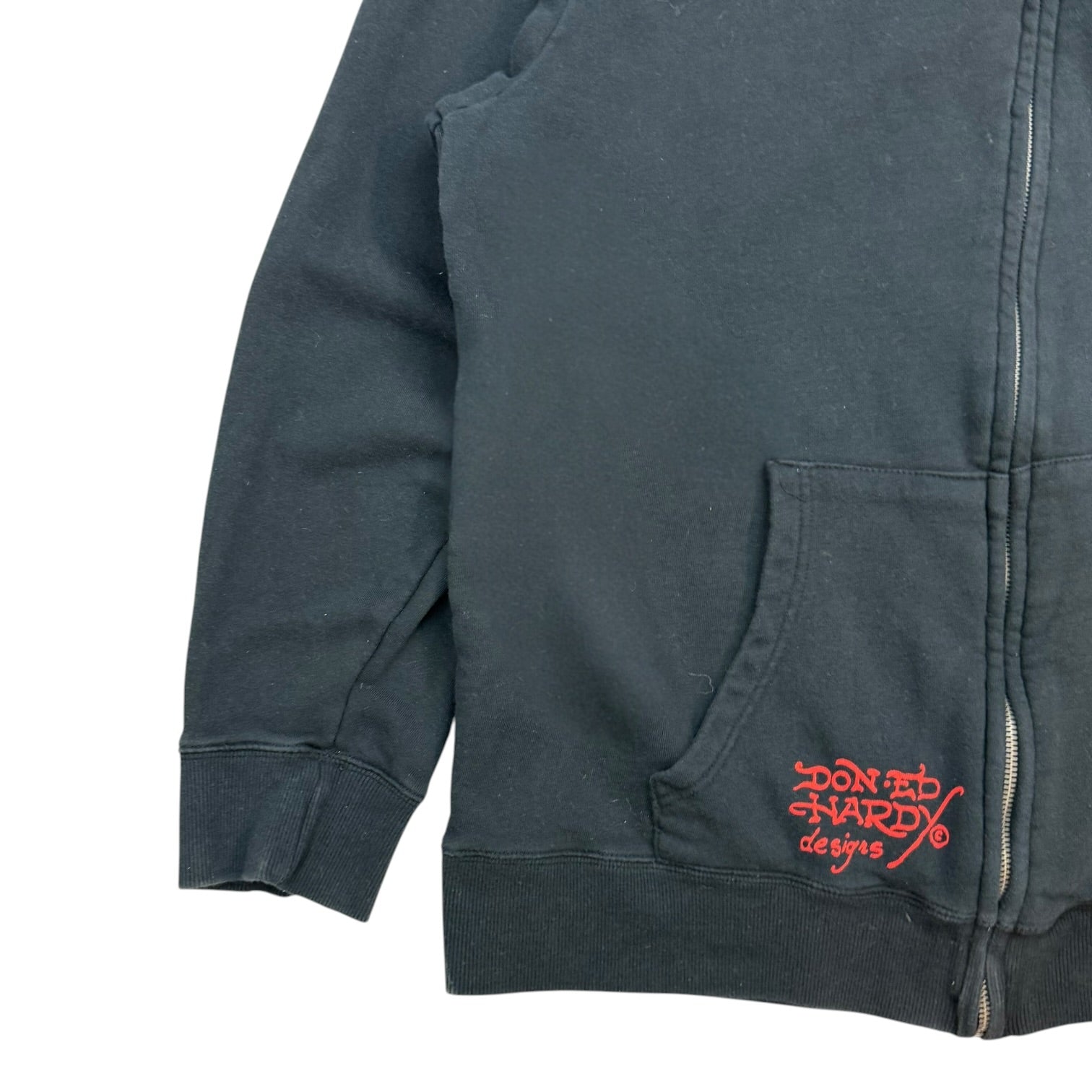Vintage Ed Hardy By Christian Audigier Skull Zip Up Hoodie Black