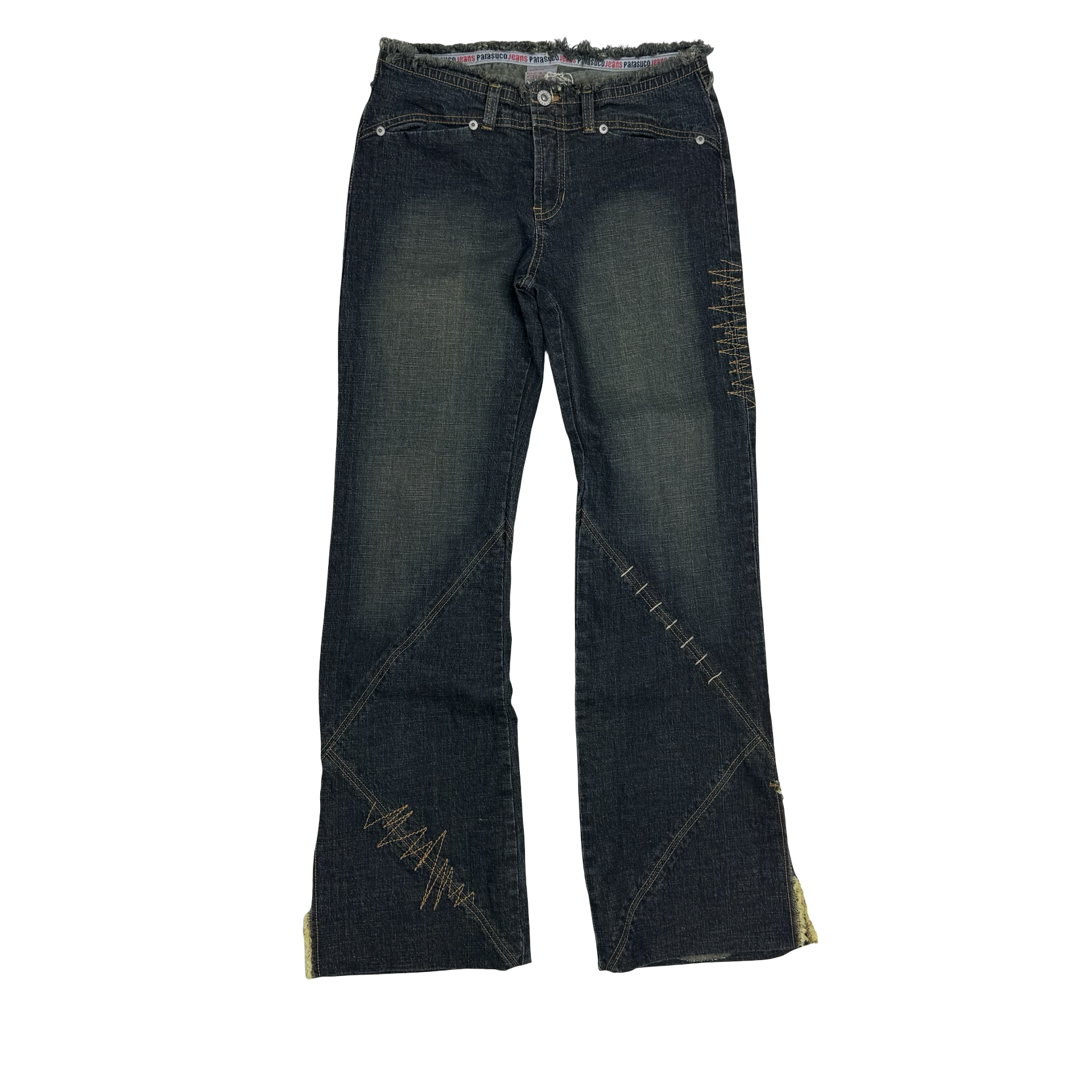 (W) Vintage Parasuco Flared Bottom Denim Pants Dark Wash