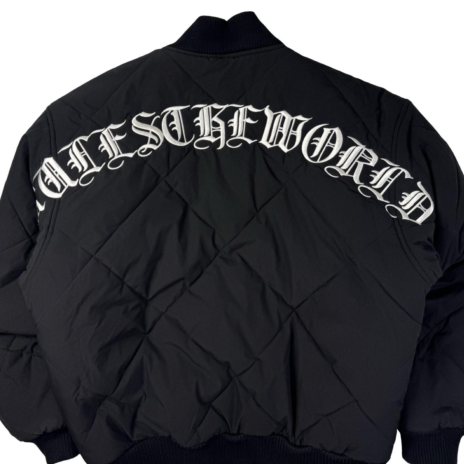 Corteiz Old English Quilted Bomber Jacket Black