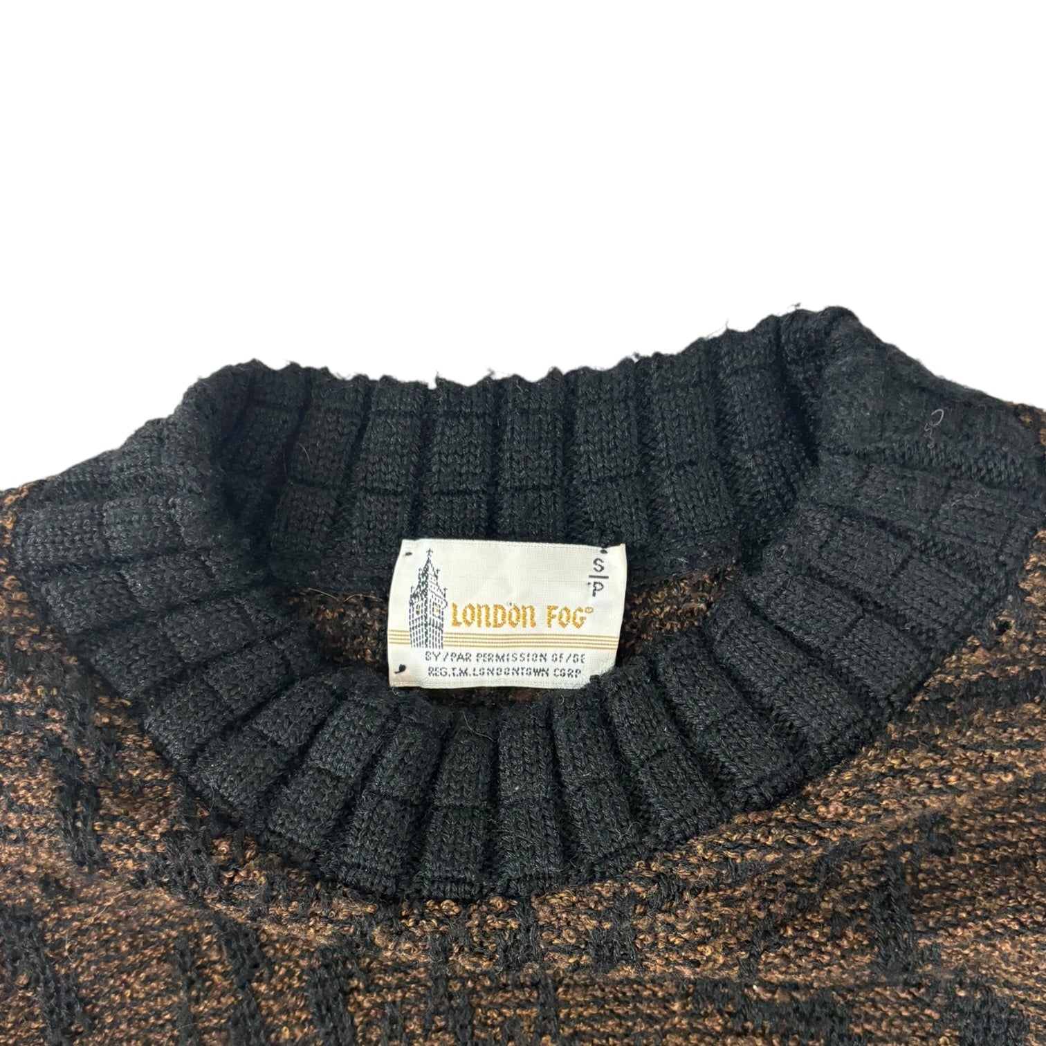 Vintage London Fog Two-Tone Knit Sweater Brown