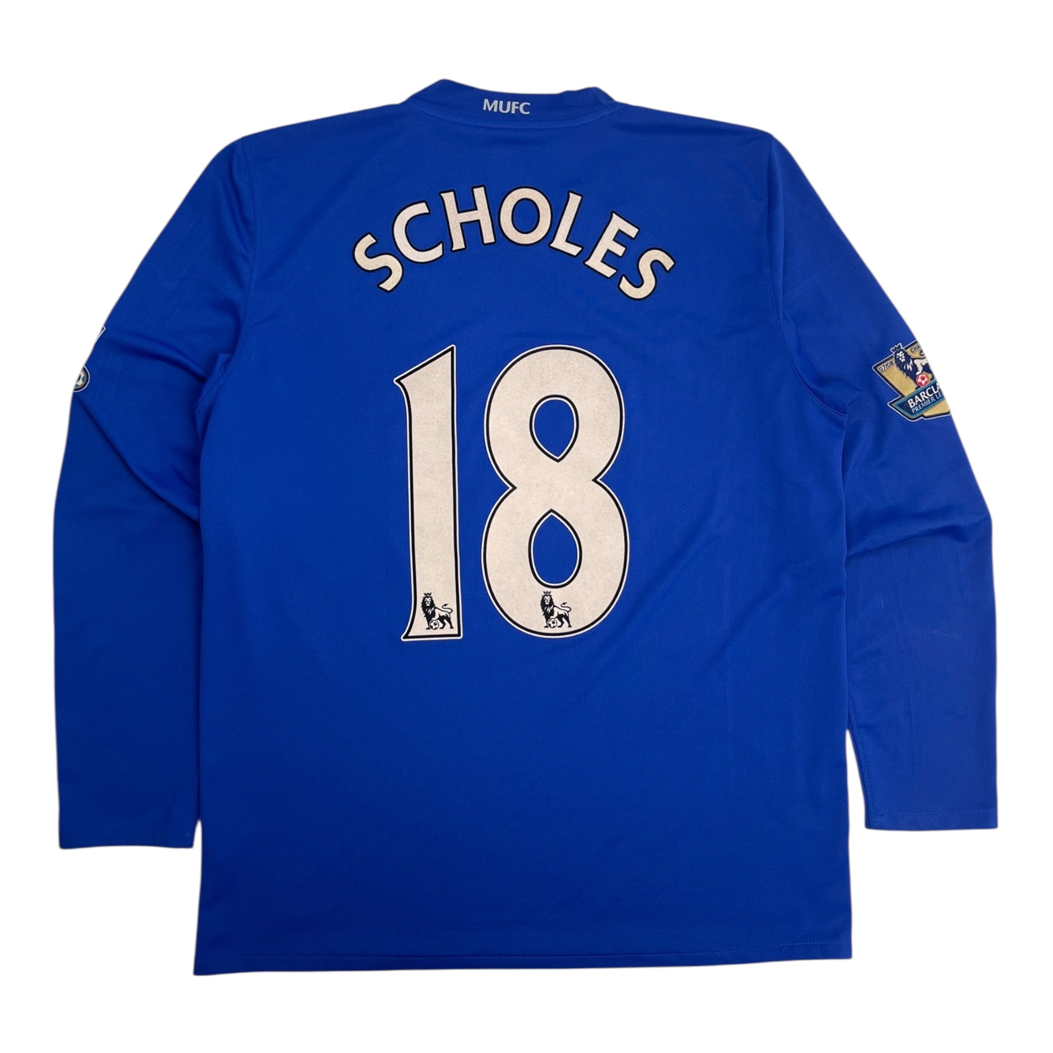 2008-09 Manchester United Scholes Longsleeve Third Jersey Blue