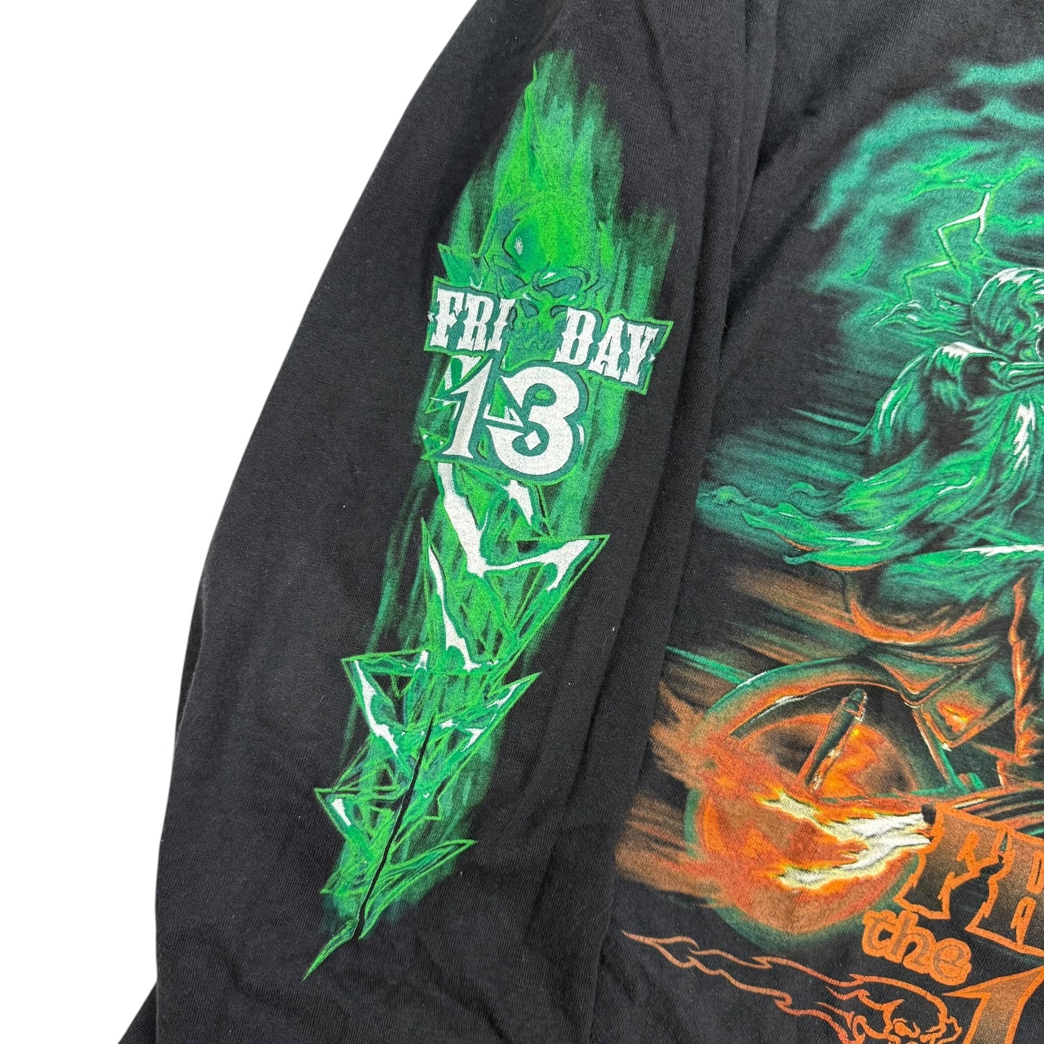 Vintage Friday The 13th On The Fridge Biker L/S Tee Black