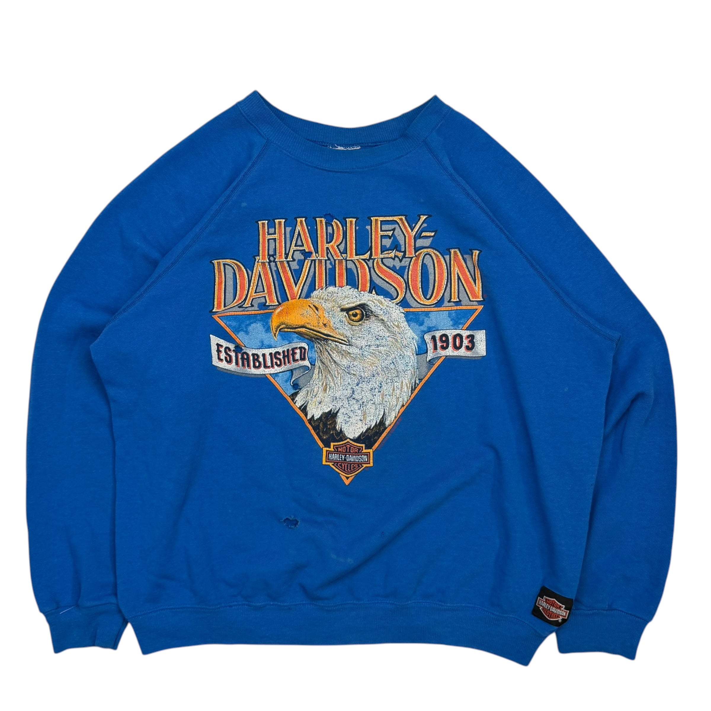 1991 Harley Davidson Quebec Eagle Crewneck Royal Blue