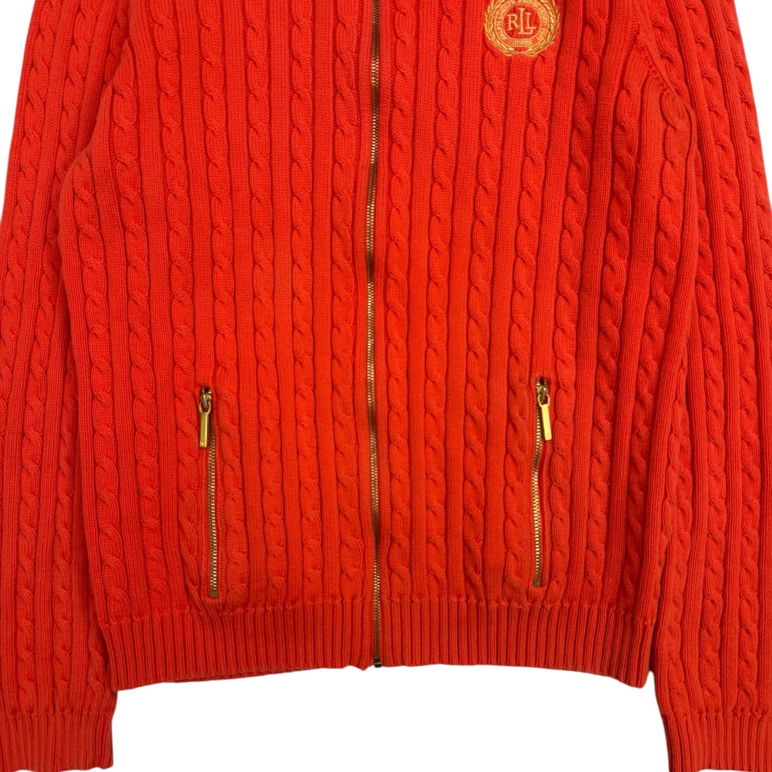 (W) Vintage Ralph Lauren Cable Knit Full Zip