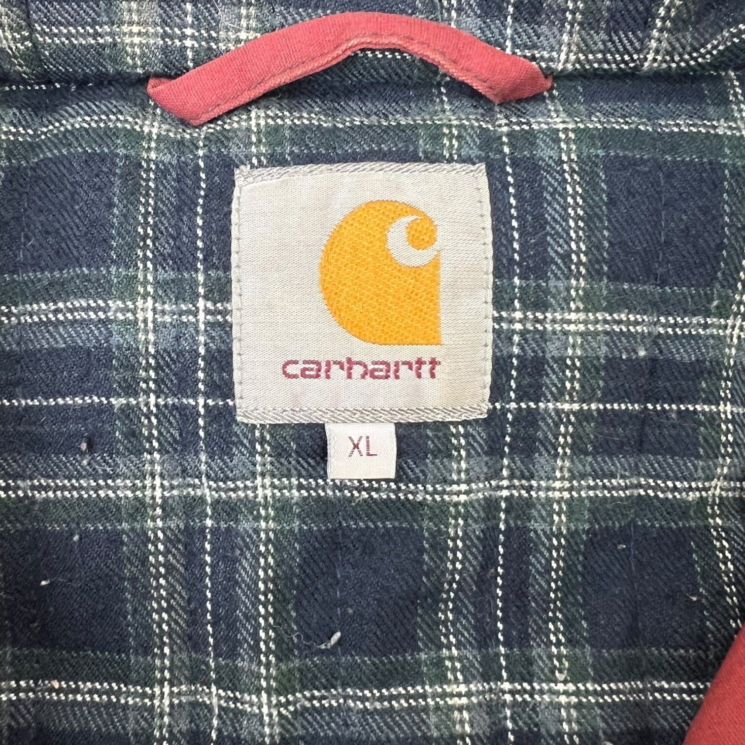 Vintage Carhartt Flannel-Lined Hooded Workwear Jacket Red