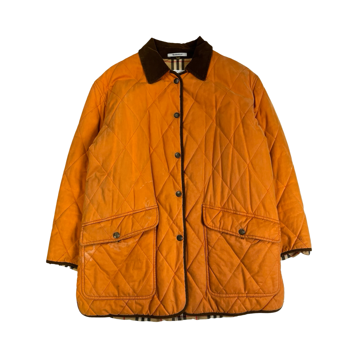 Vintage Burberry Diamond Quilted Jacket Orange
