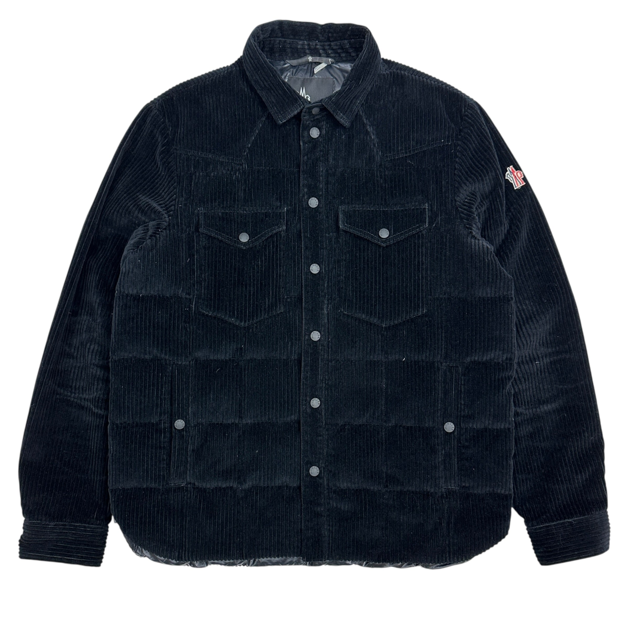 Moncler Grenoble Gelt Down Shirt Jacket Black Stretch Corduroy