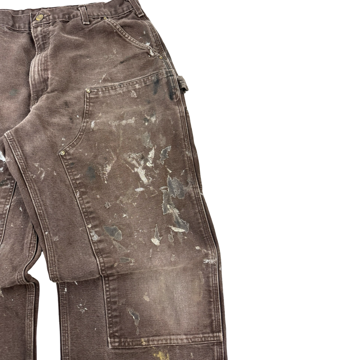 Vintage Carhartt Paint Splattered Double Knee Bottoms Dark Chocolate