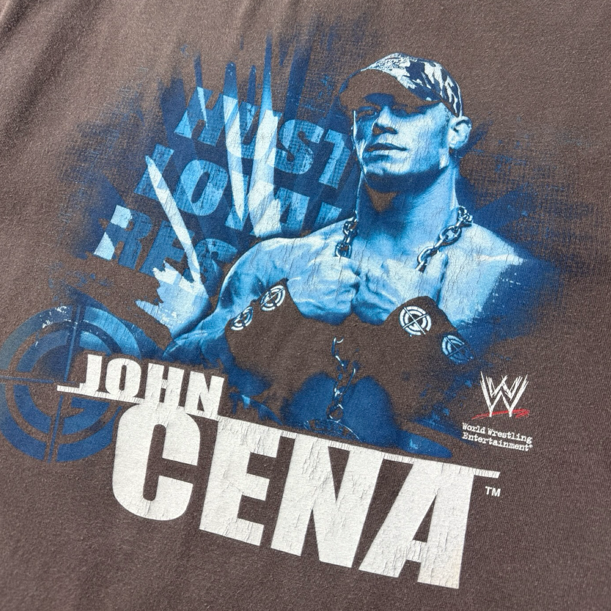 2002 John Cena Hustle Loyalty Respect WWE T-Shirt Faded