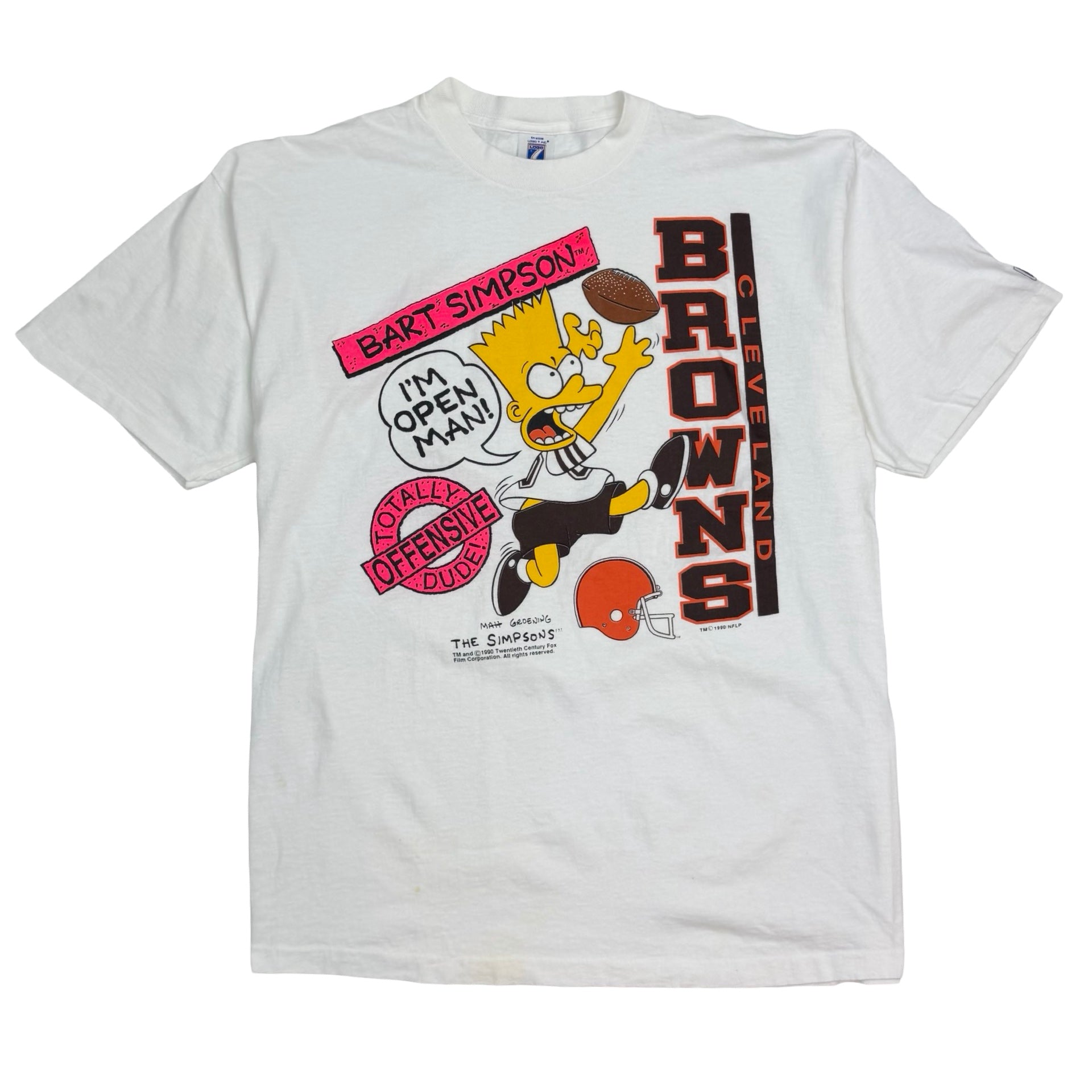 1990 Bart Simpson Cleveland Browns “I’m Open Man!” Tee White