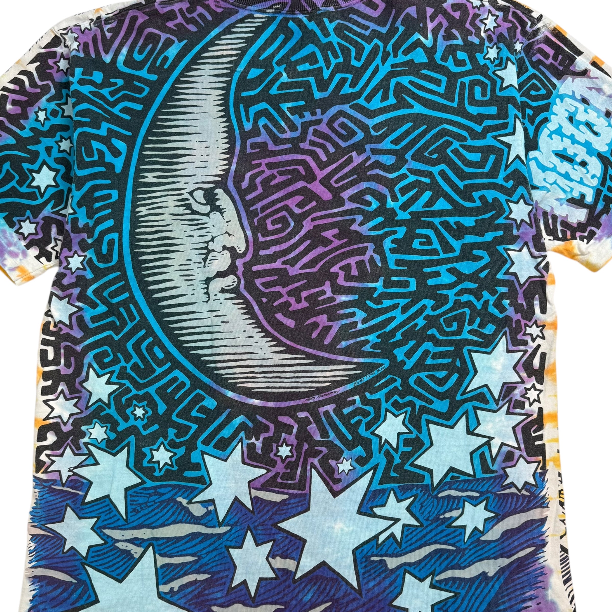 1992 Liquid Blue Sun And Moon Tie Dye Tee