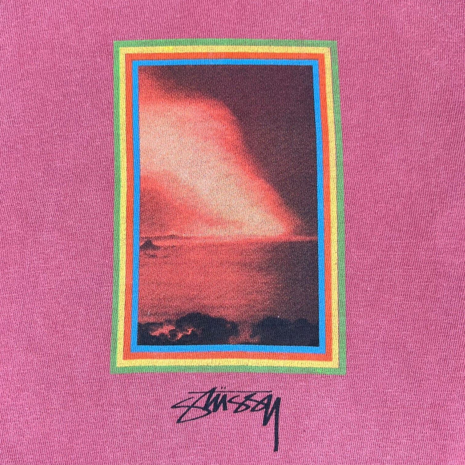 Stussy Inferno Pigment Dyed Long Sleeve T-Shirt Red