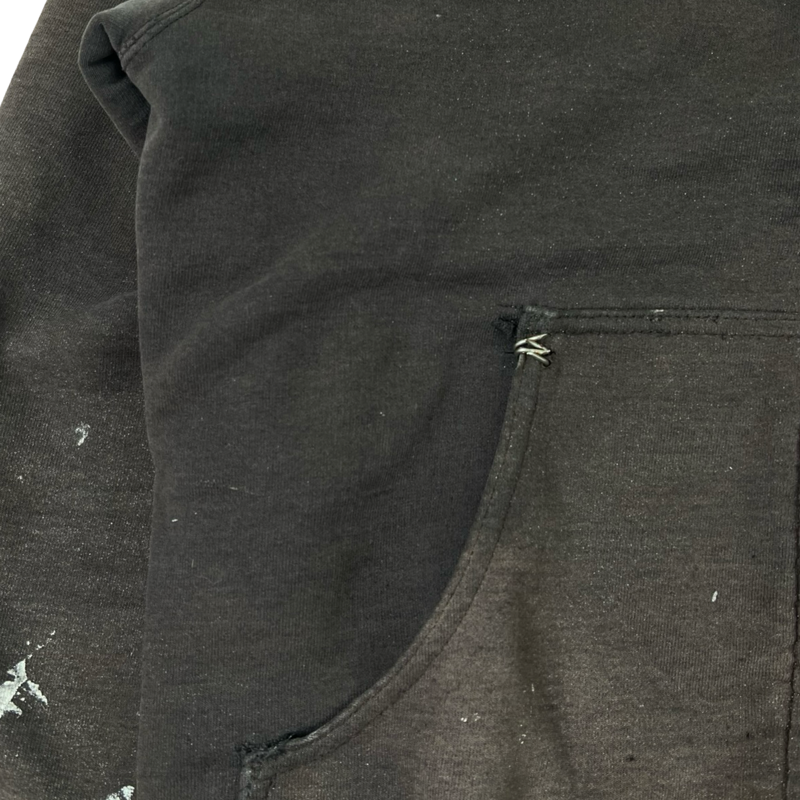 Vintage Carhartt Faded Charcoal White Paint Sleeve Zip-Up Hooded Sweatshirt