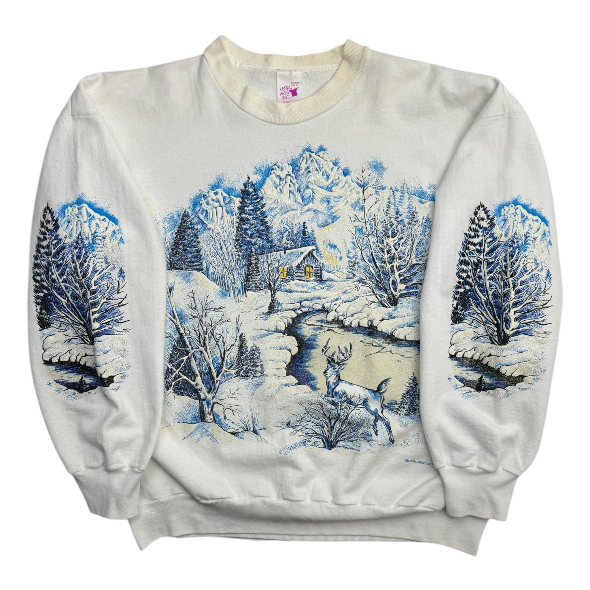 1993 Winter Postcard All Over Raised Print Sweater