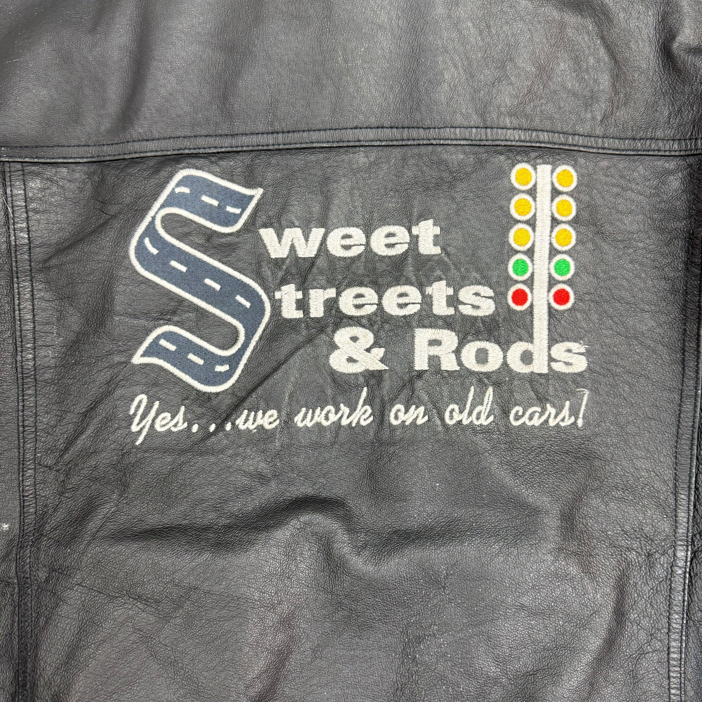Vintage Sweet Streets & Rods Leather Race Jacket Black