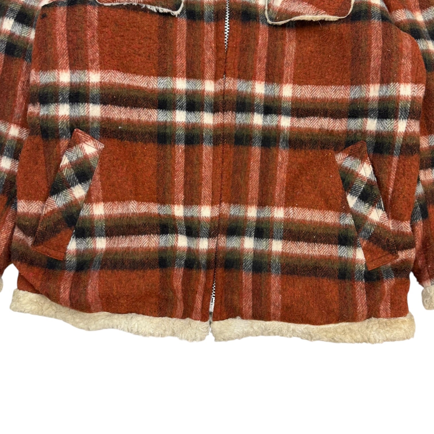 Vintage Lambs Wool Plaid Jacket Red