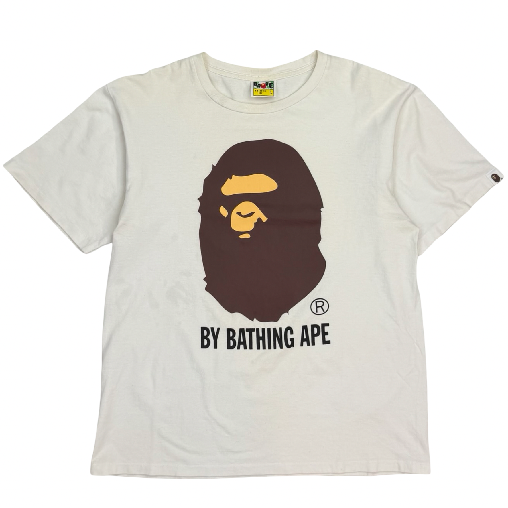 Bape Big Head Ape Logo Tee White