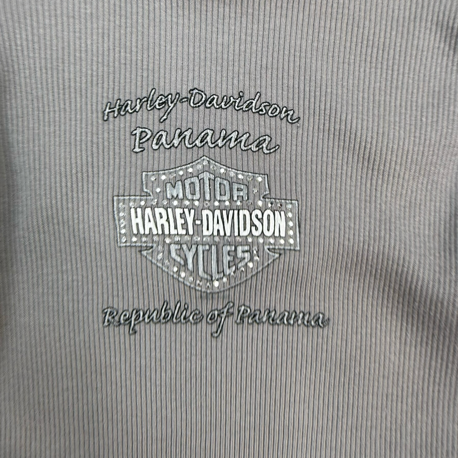 (W) Vintage Harley Davidson Of Panama L/S Tee Grey