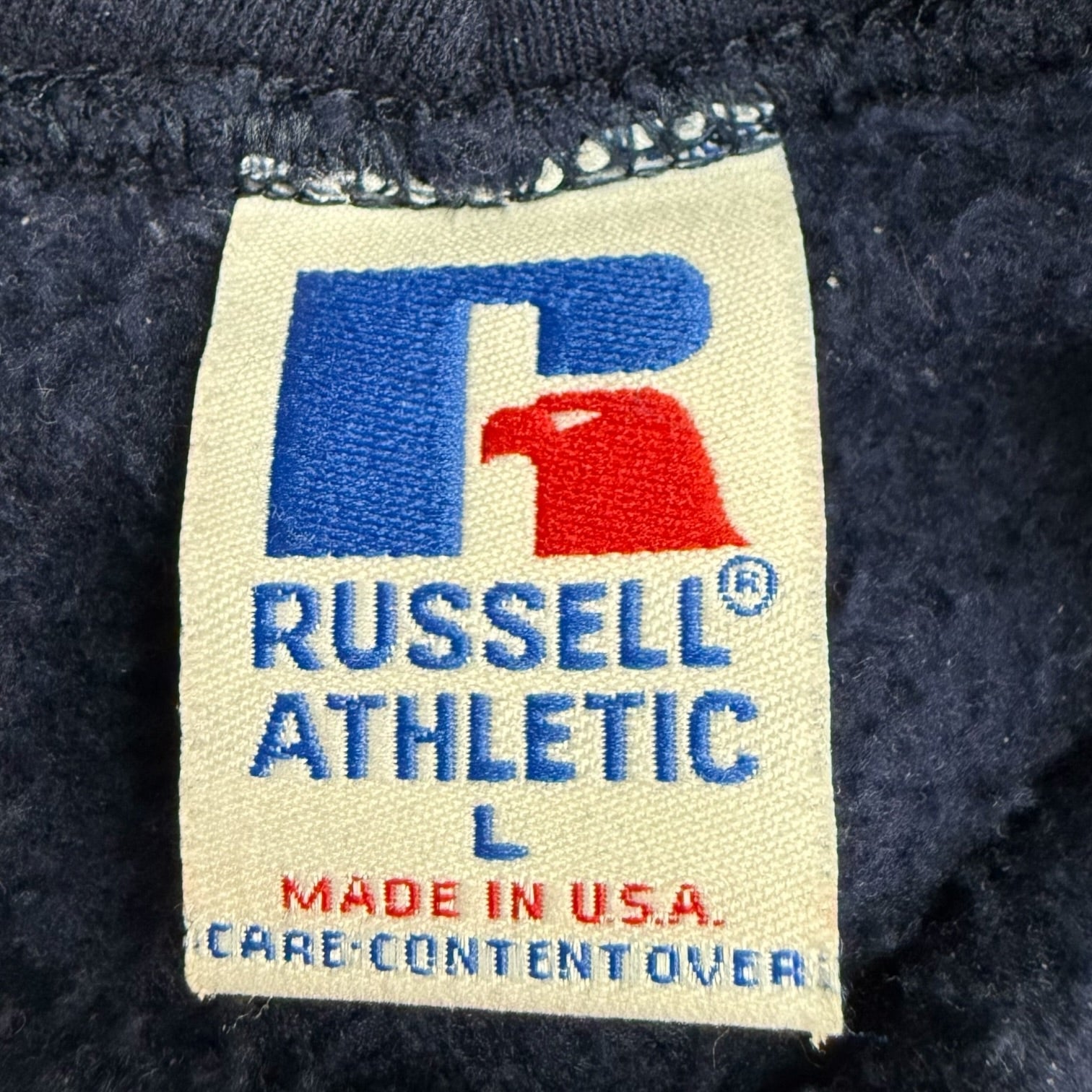 Vintage Russell Athletics Blank Hoodie Navy Blue