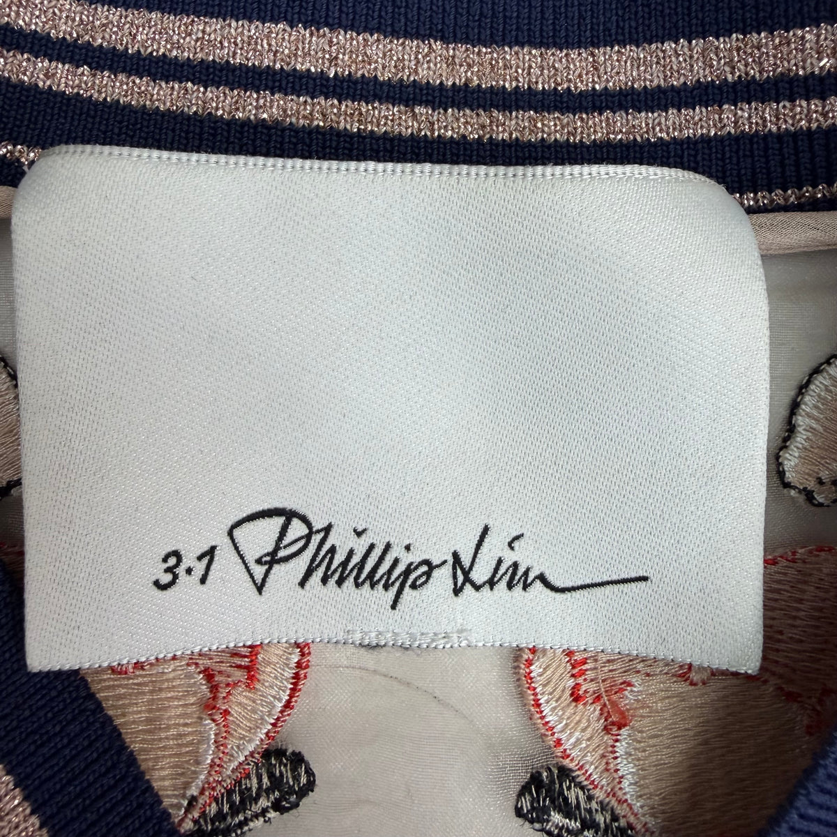 (W) 3.1 Phillip Lim Tattoo Embroidered Organza Bomber Jacket Salmon