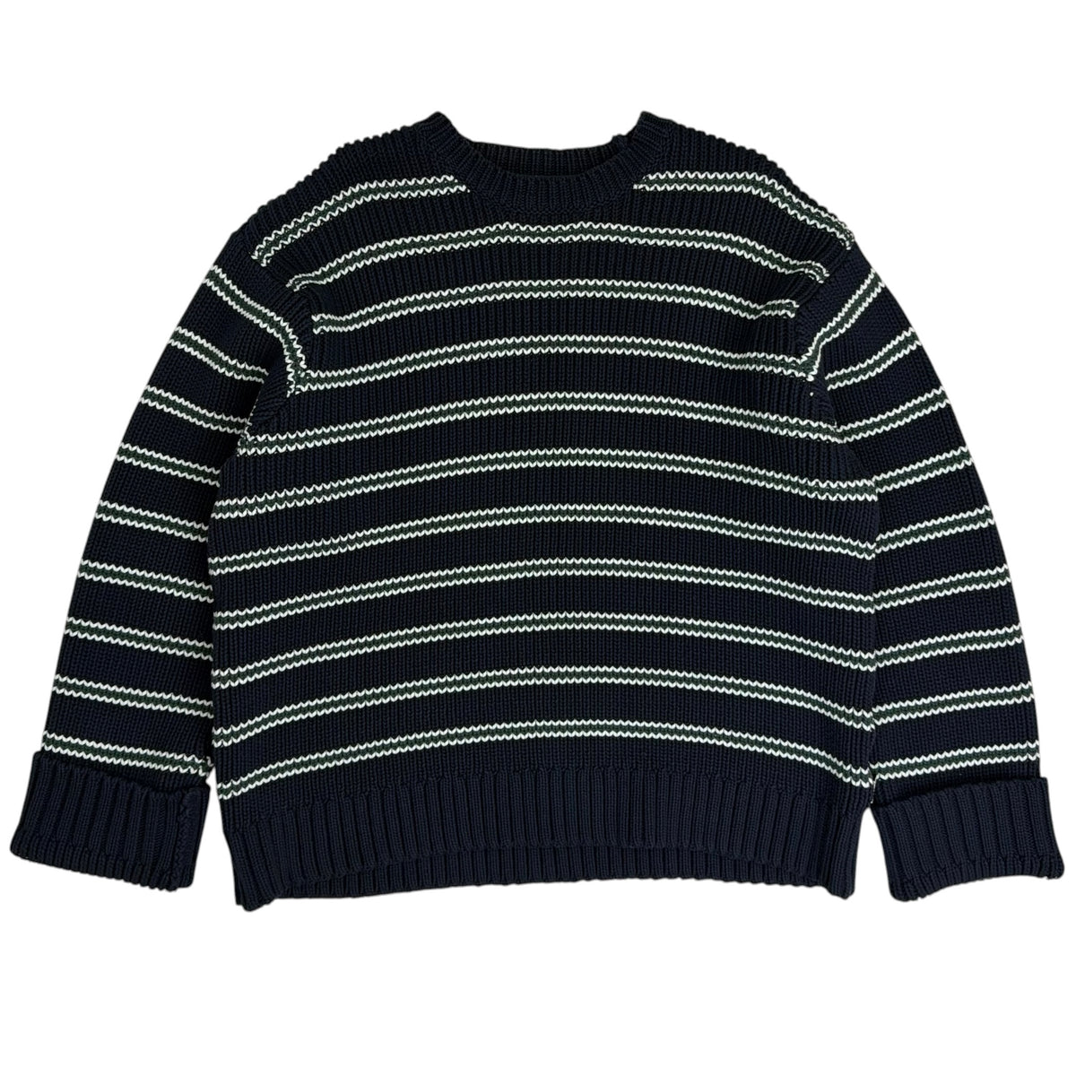 FW25 Stussy Stripe Knit Crewneck Navy