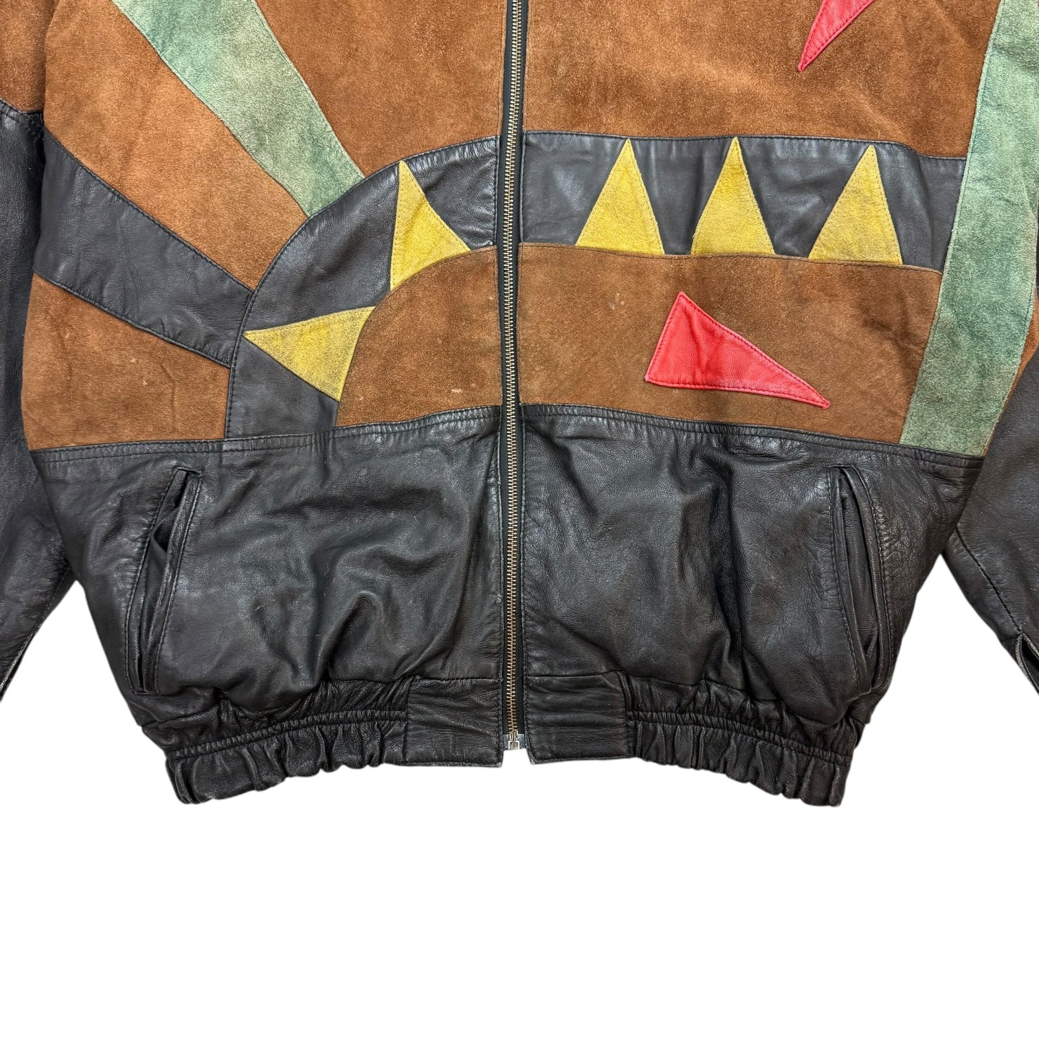 Vintage Fandango Geometric Patter Suede Leather Jacket