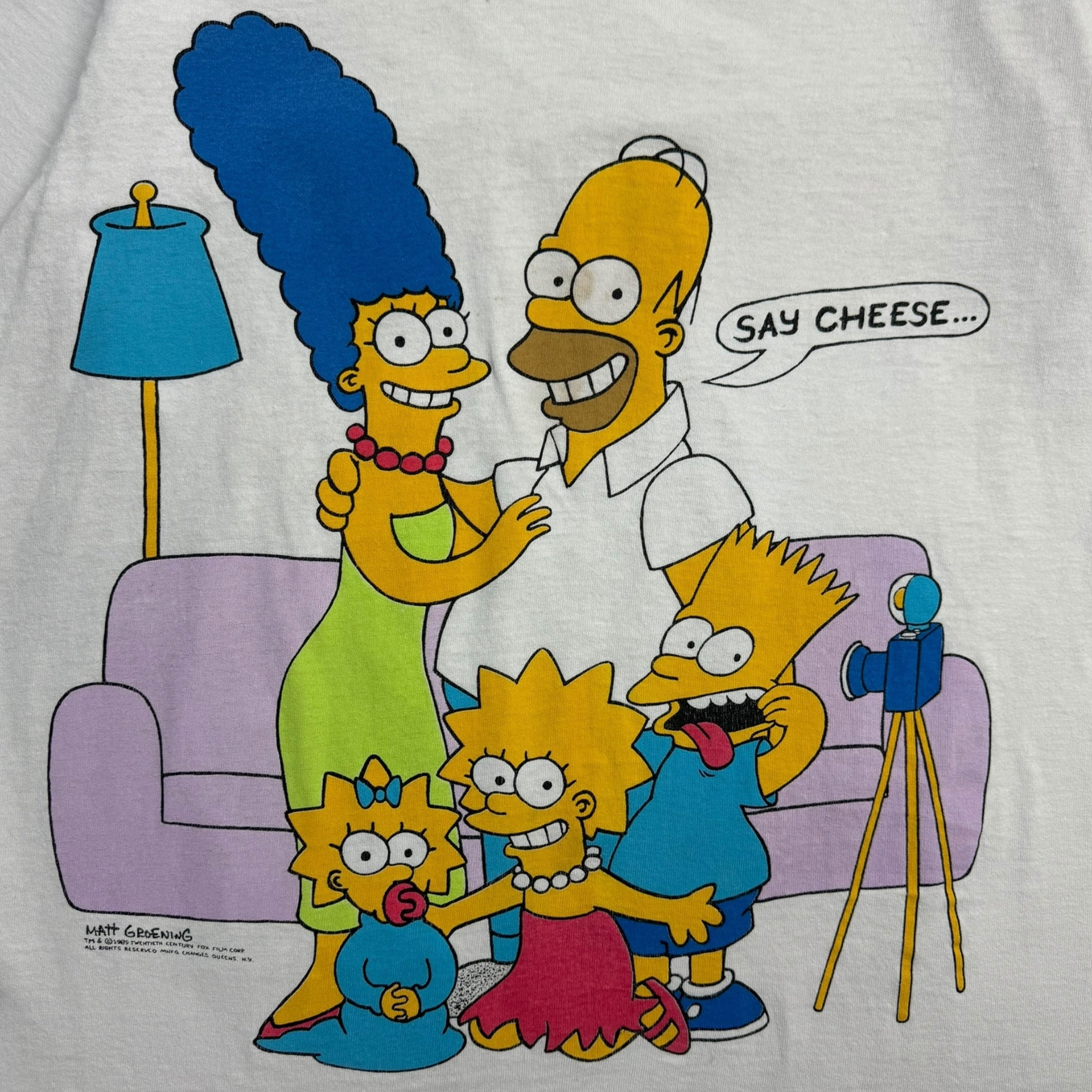 1989 Simpsons Family Photo Tee White