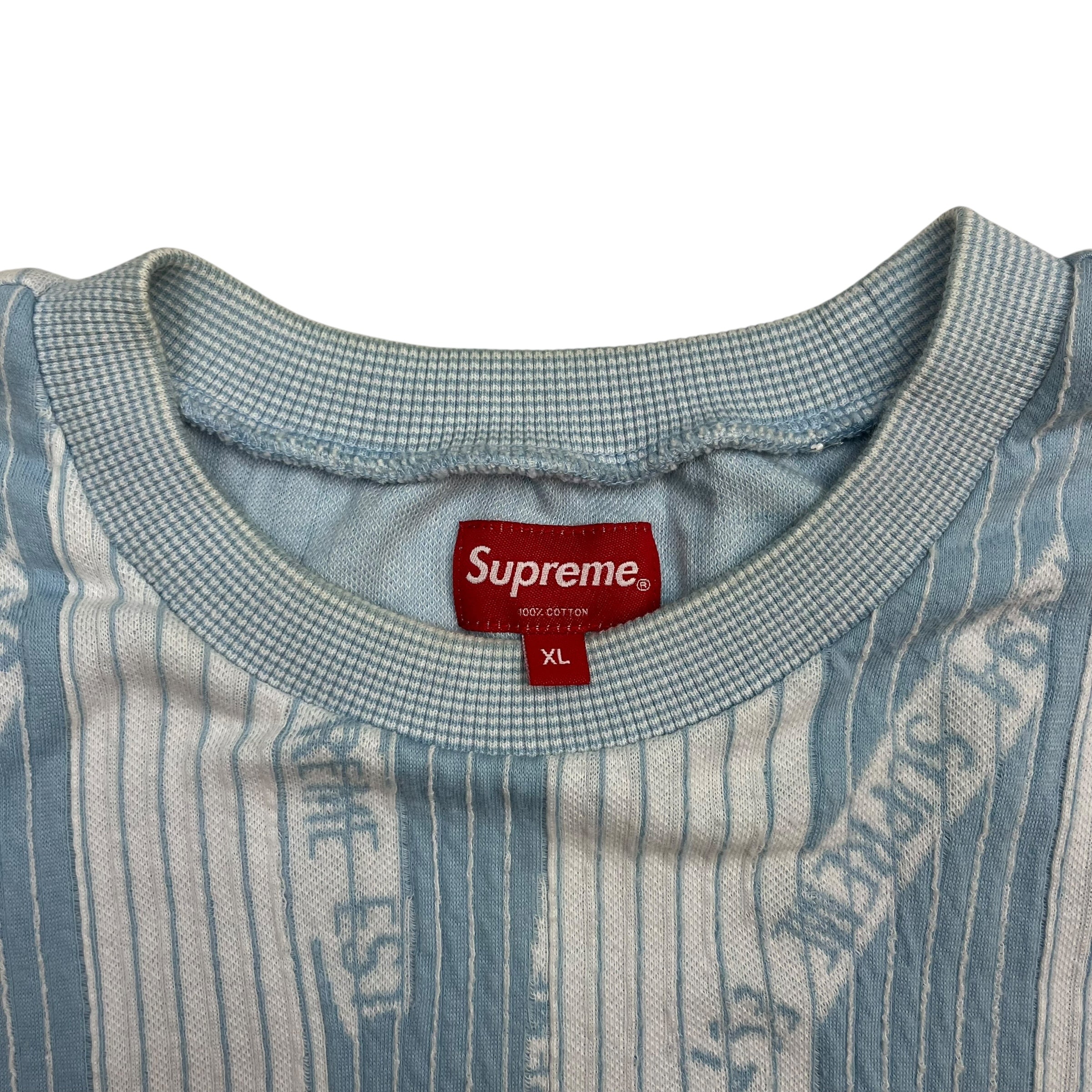 Supreme Textured Stripe Crewneck Light Blue