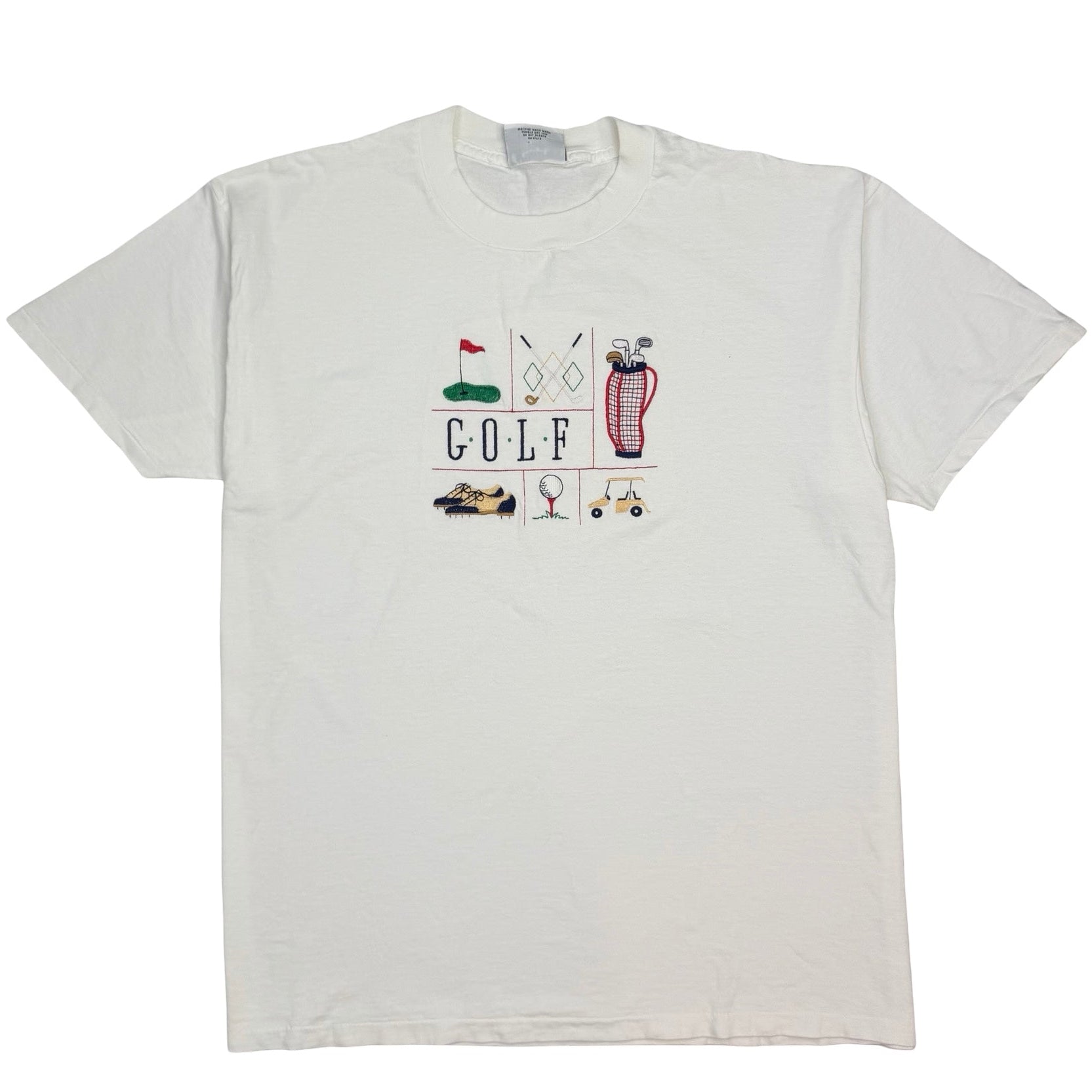 Vintage Gold Embroidered Tee White