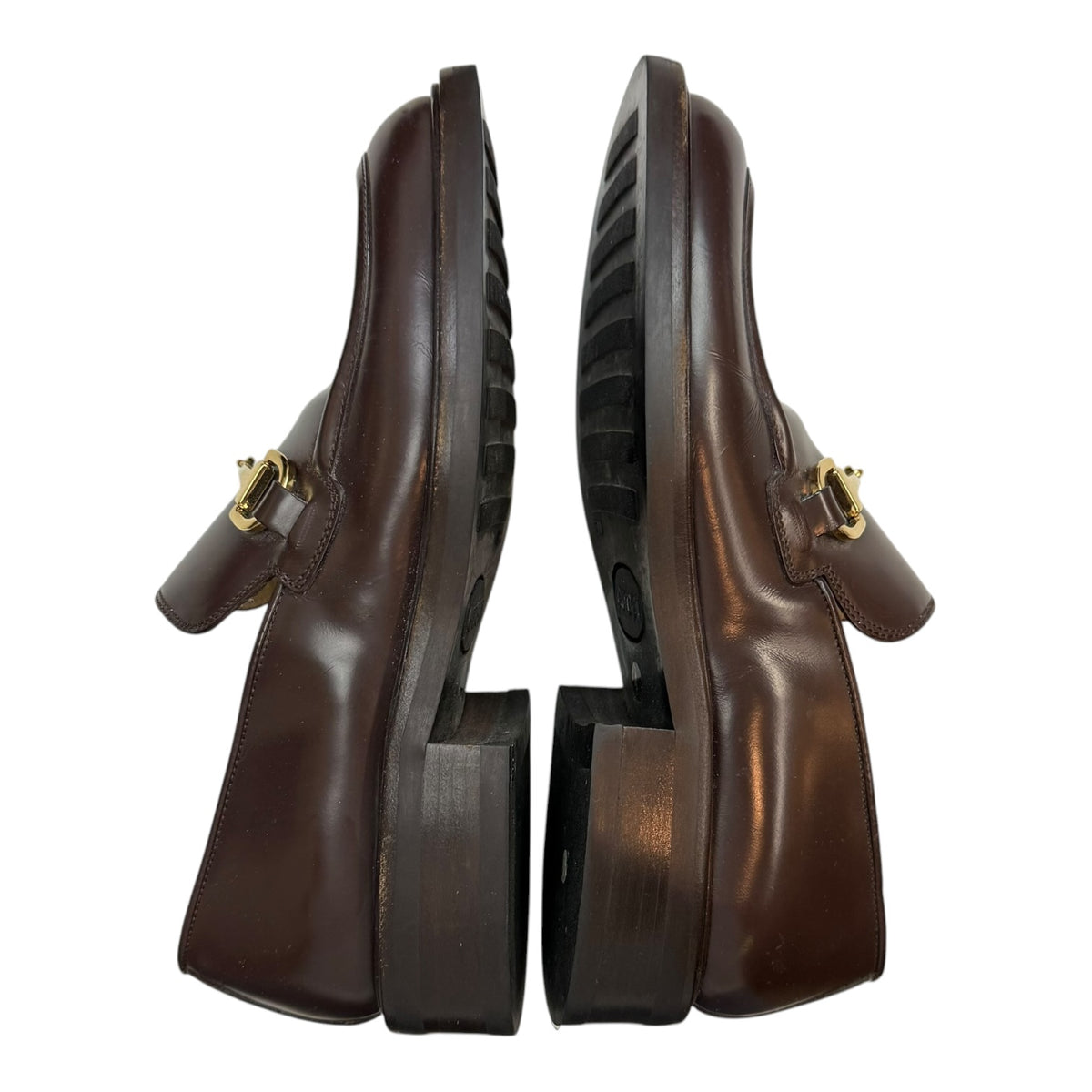 (W) Gucci Horsebit Leather Loafers Brown
