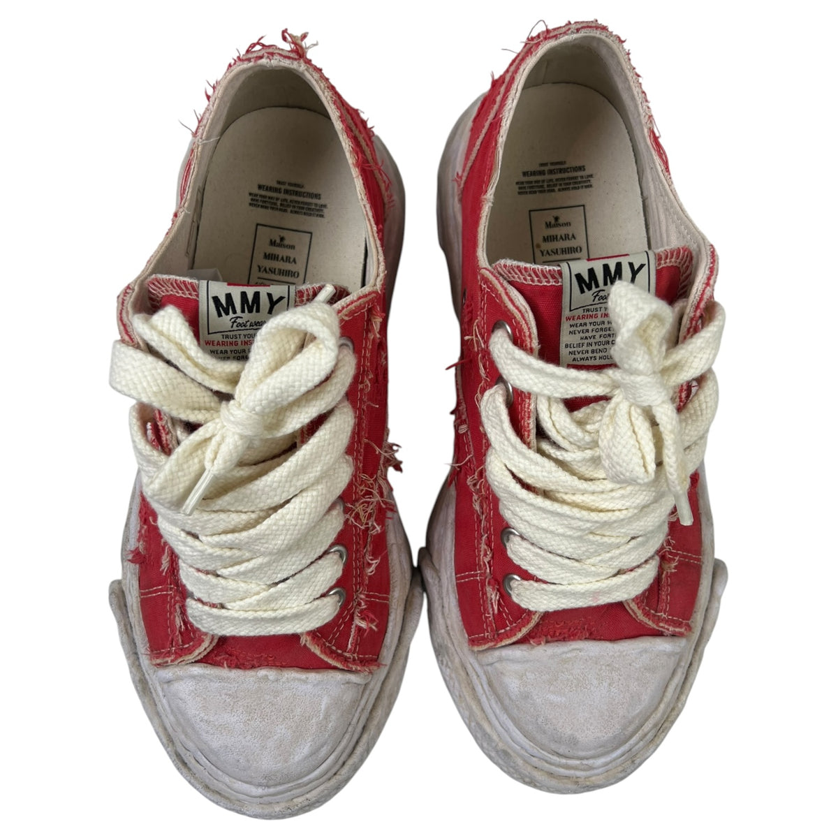 Maison MIHARA YASUHIRO Peterson23 OG Sole Ripped Overdye Canvas Sneaker Red