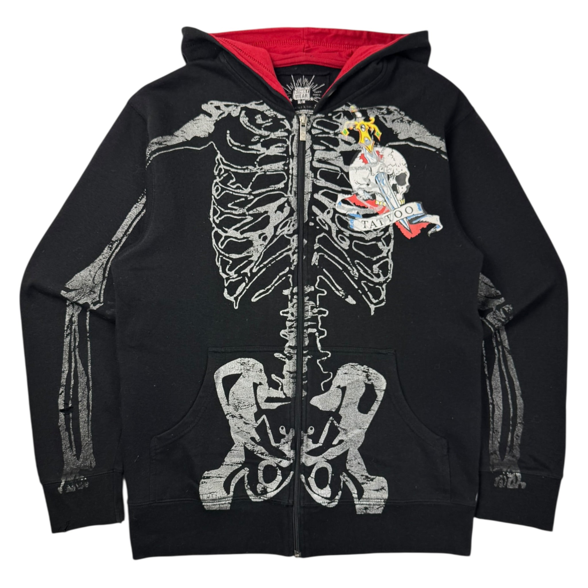 Vintage Vision Streetwear Skeleton Zip Up Hoodie