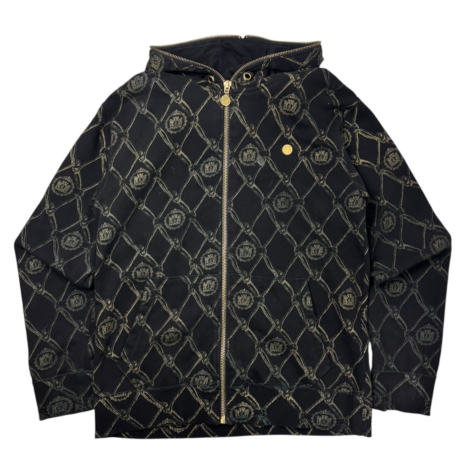 Vintage Y2K Volcom All Over Print Zee Bones Full-Zip Hoodie