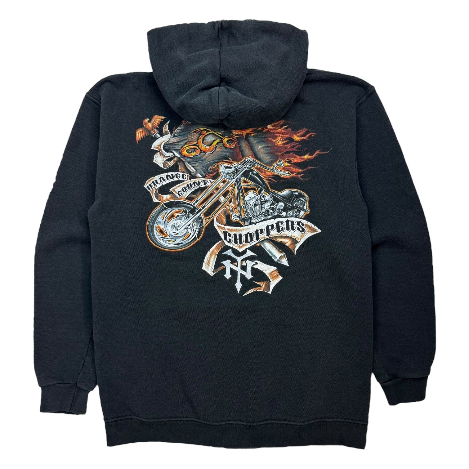 Vintage Orange County Chopping Flaming Chopper Hoodie Black
