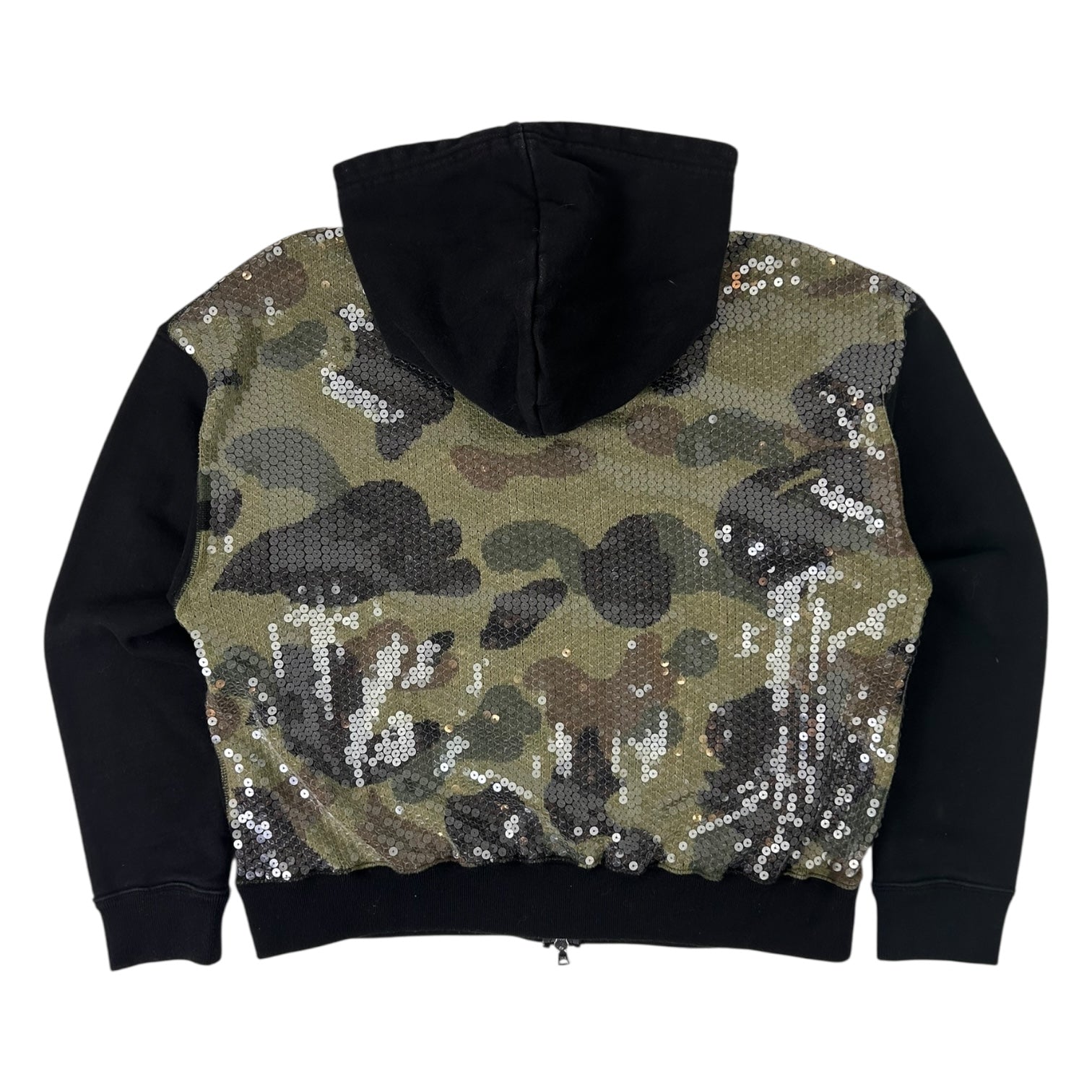 Bape Sequin Panel Zip-Up Hoodie Black