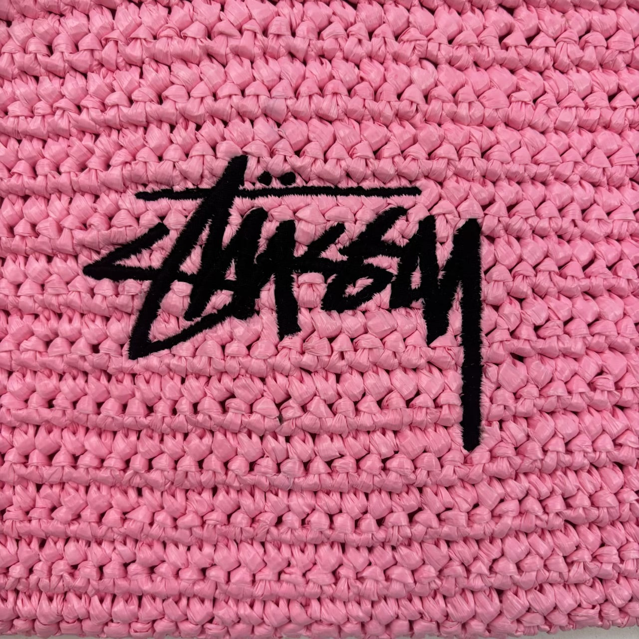 Stüssy Raffia Zip Pouch Bag Light Pink