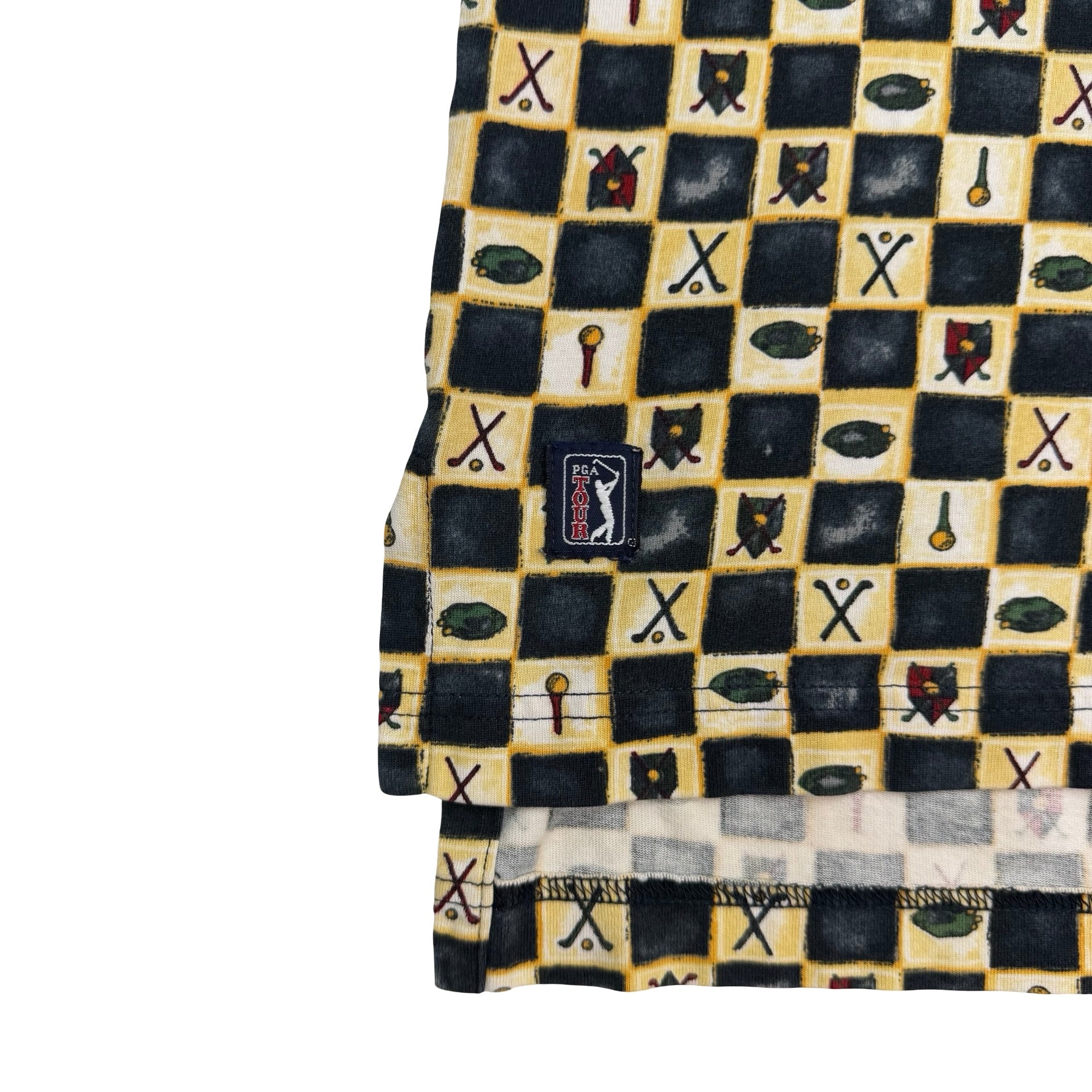 Vintage PGA Tour Patterned Polo Shirt Yellow
