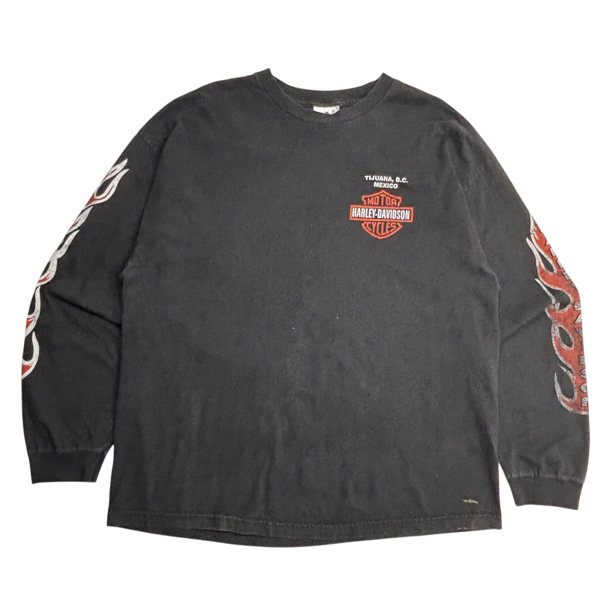 Vintage Harley Davidson Flame Longsleeve T-Shirt Black