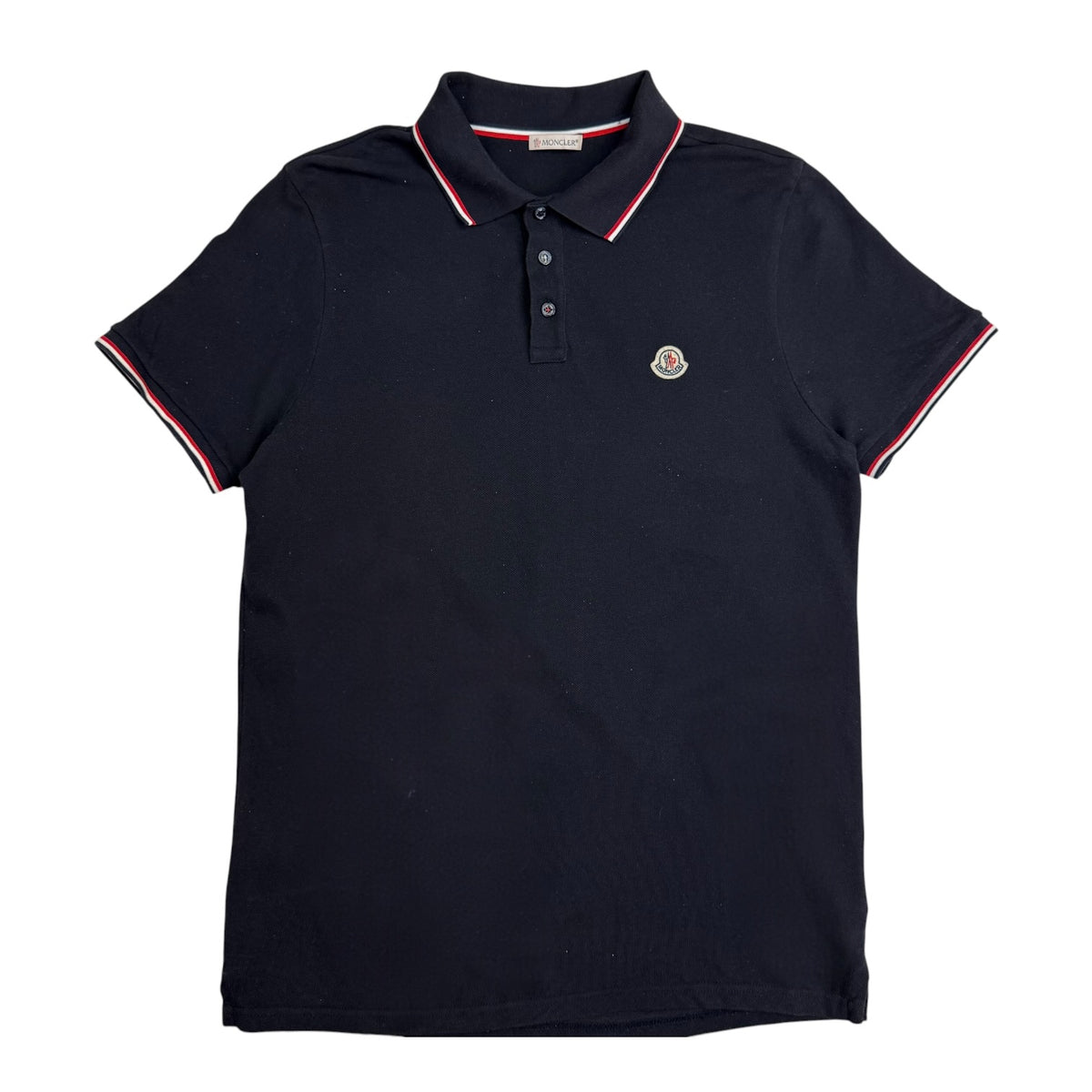Moncler Button Up Polo Navy Blue
