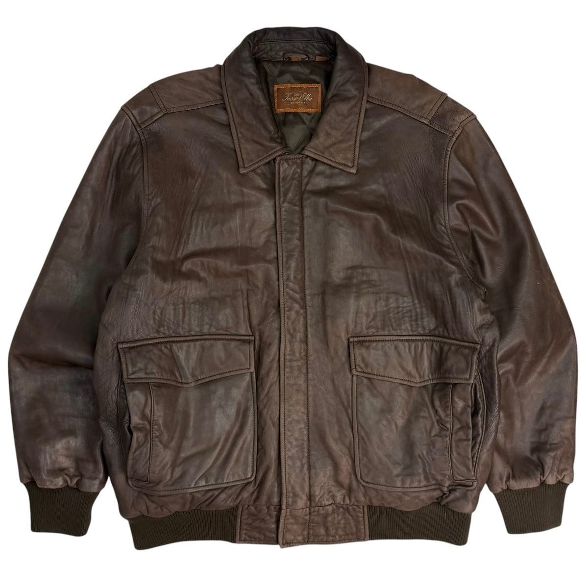 Vintage Tasso Elba Leather Jacket Brown