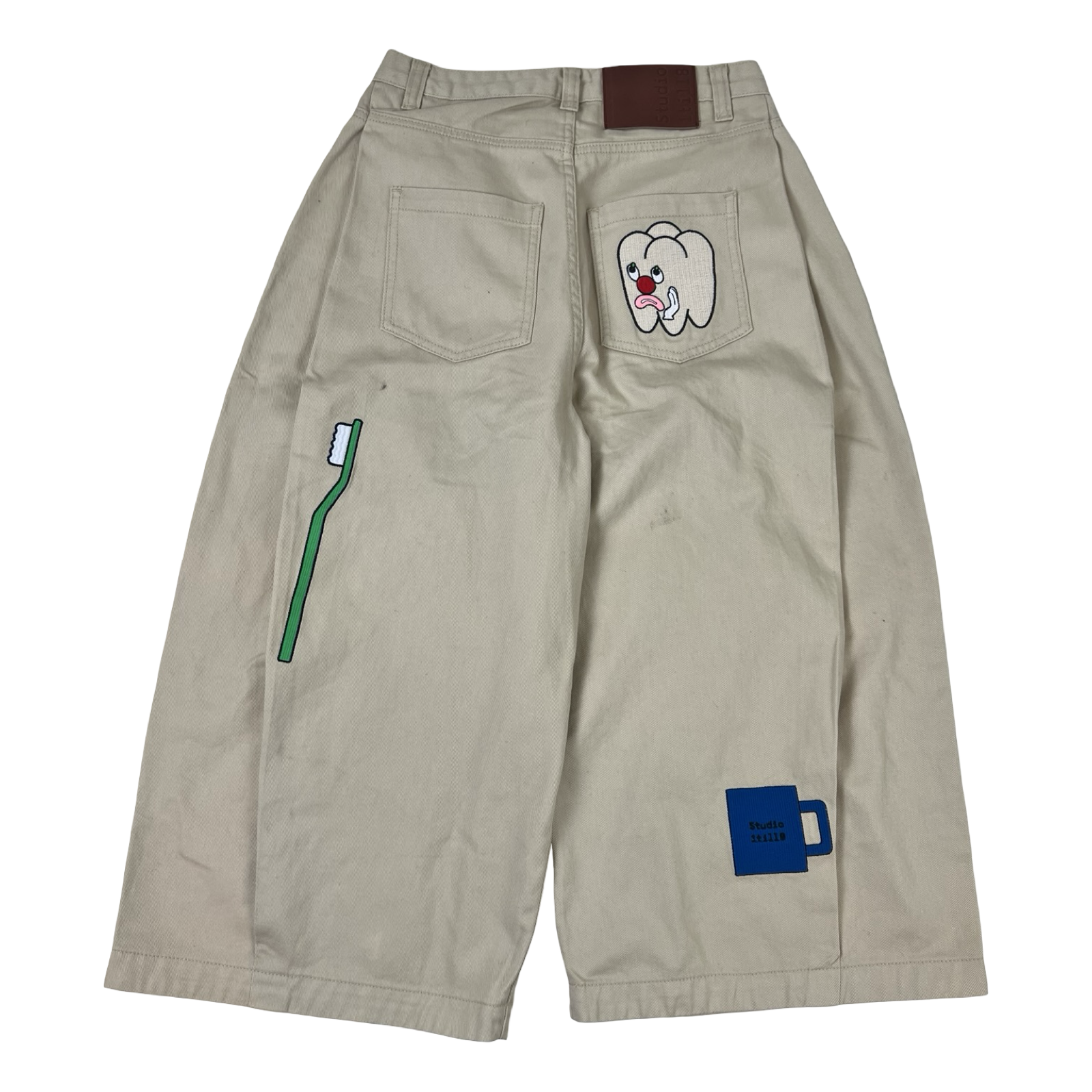 Studio1till8 Wide Leg Cropped Khaki Pants