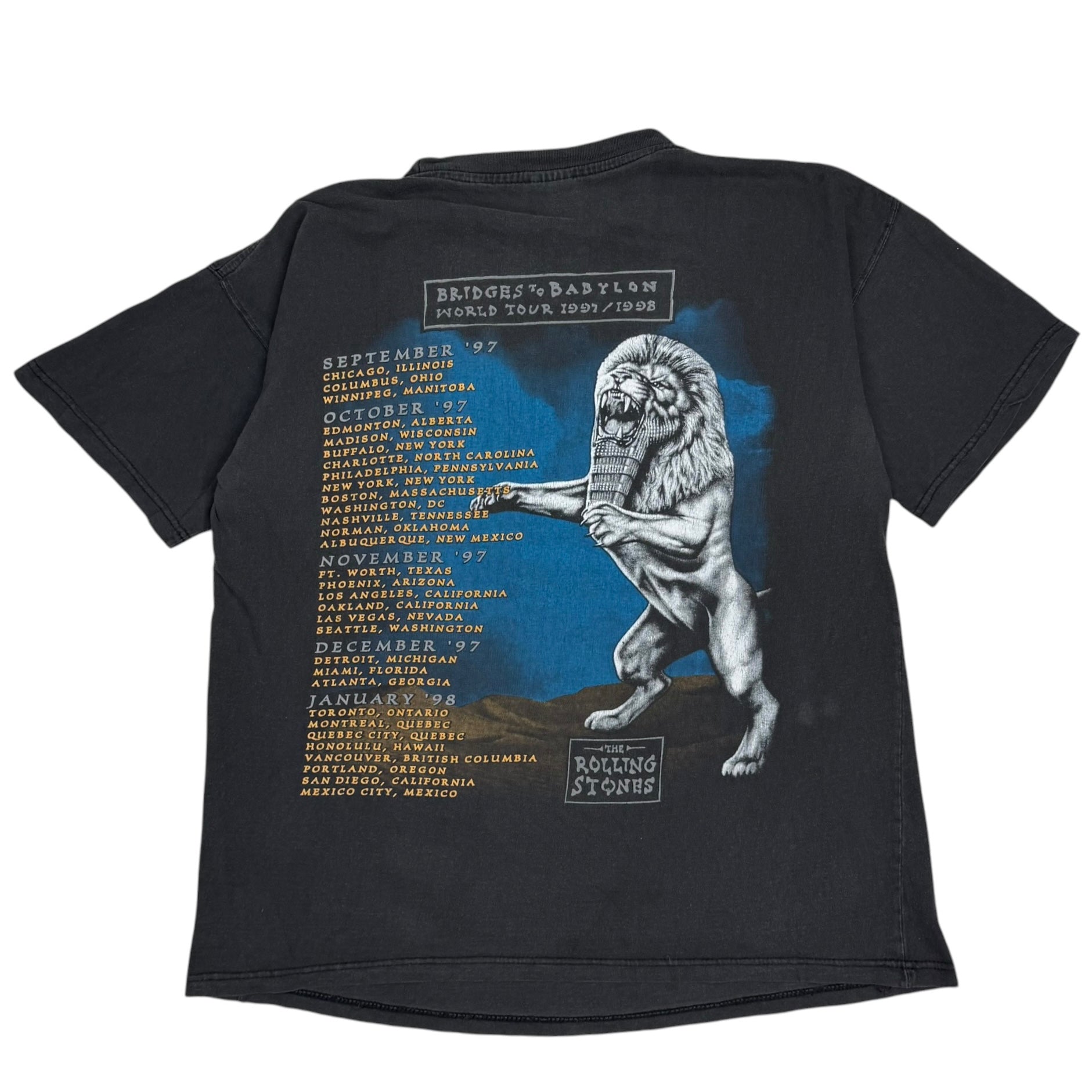 1997 The Rolling Stones Bridges To Babylon World Tour Tee Black