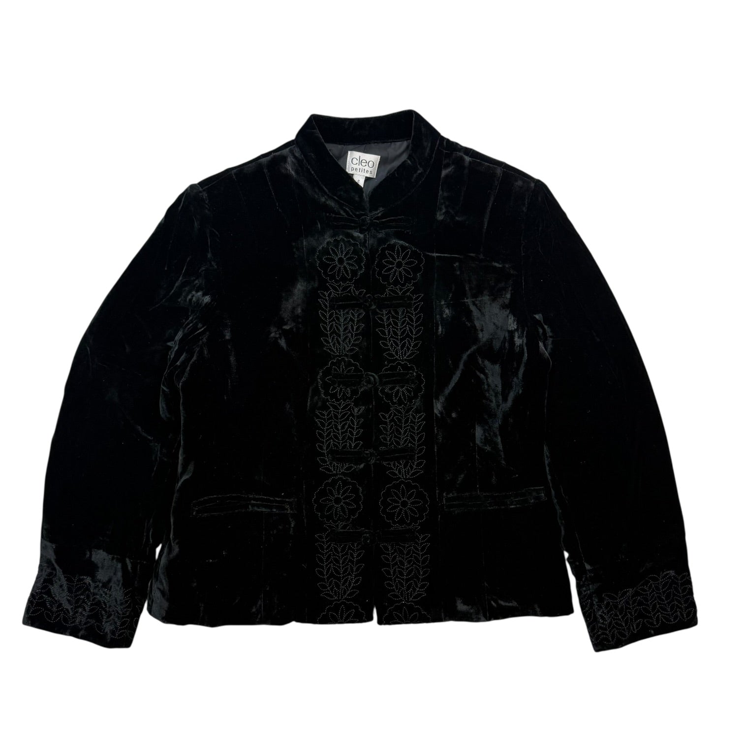 (W) Vintage Cleo Petites Embroidered Blazer Black