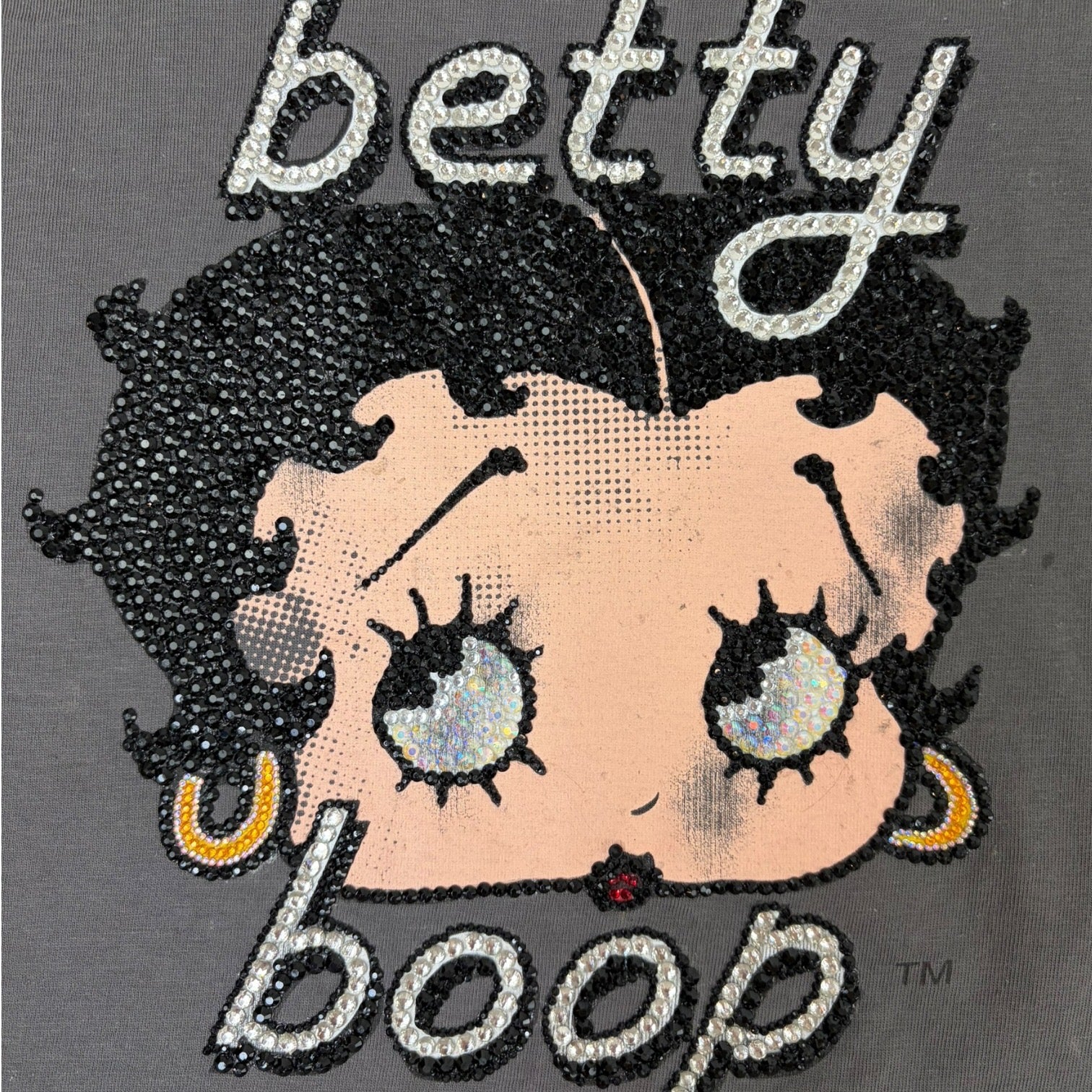 (W) Betty Boop Rhinestone Baby T-Shirt Grey