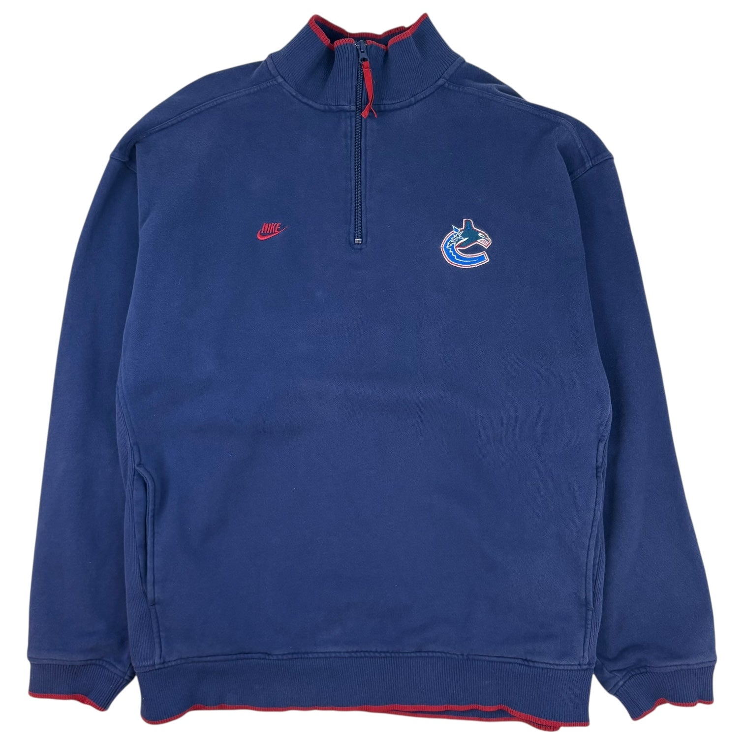 Vintage Nike Vancouver Canucks Quarter Zip Sweater Navy