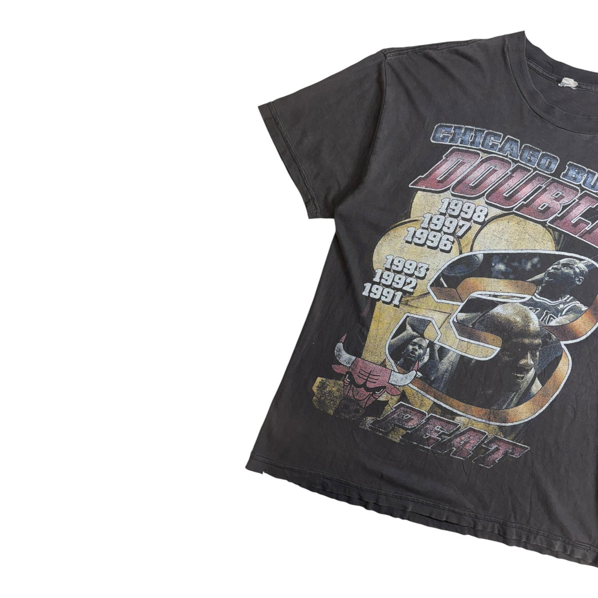 1998 Chicago Bulls “Double 3-Peat” Rap T-Shirt Black