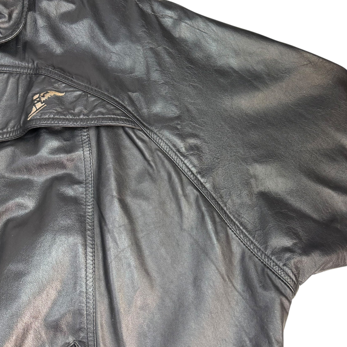 Vintage Winged Boot Leather Jacket Black
