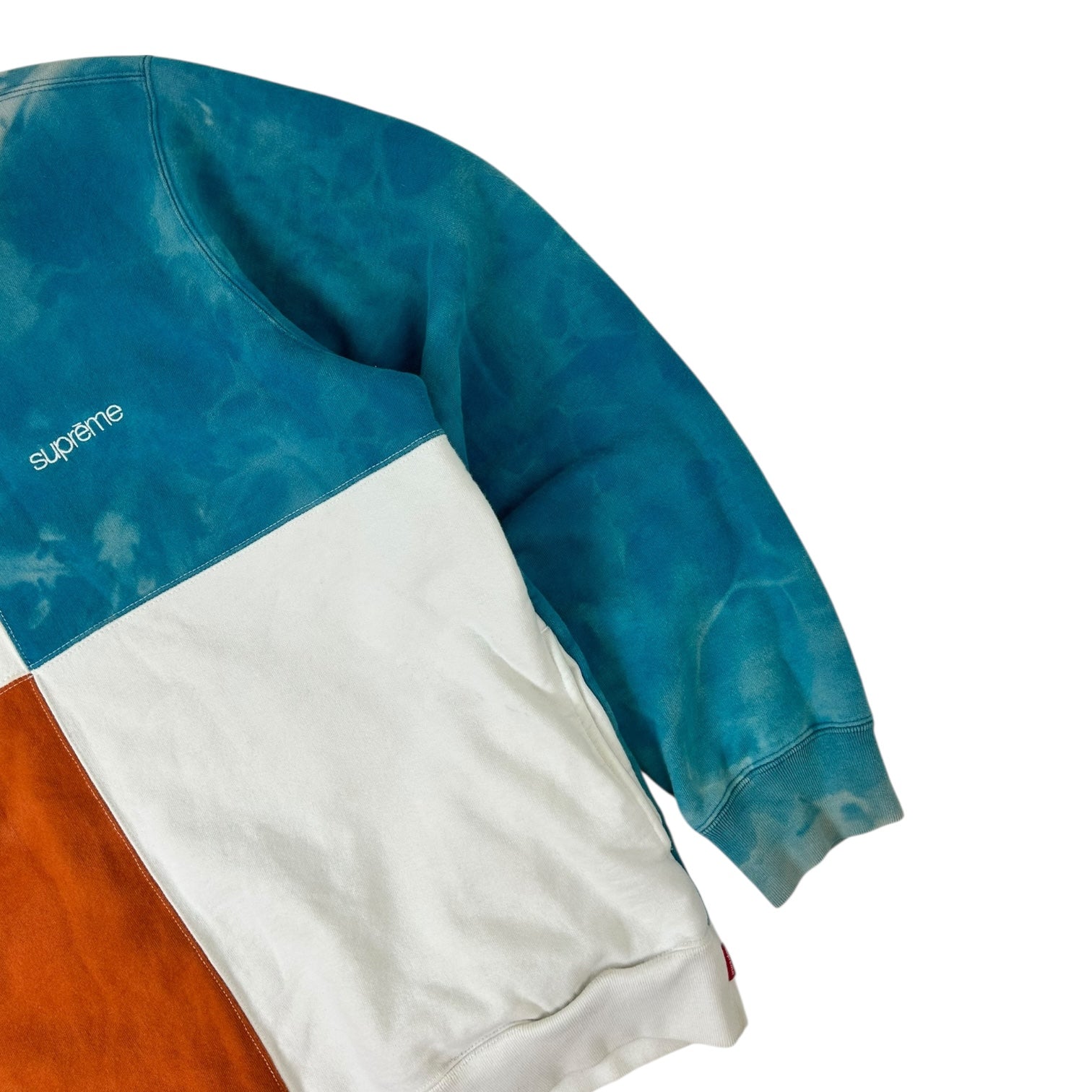 Supreme Color Blocked Half Zip Sweatshirt White/Orange