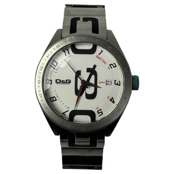 D&G Shuffled Stainless Steel White Dial Watch DW0318